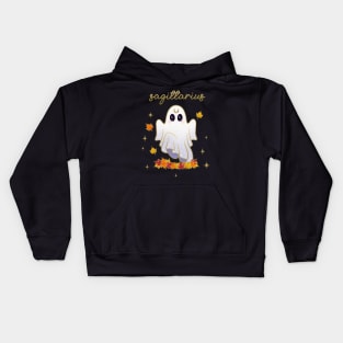 Sagittarius Fall Leaves Ghost Kids Hoodie